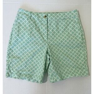 Kim Rogers Women's Mint Green Shorts with White Intersecting Circles Size 14